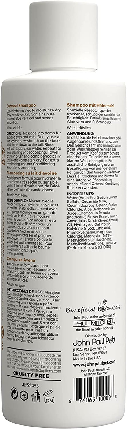 Oatmeal Shampoo - Grooming for Dogs and Cats, Soothe Sensitive Skin Formula with Aloe for Itchy Dryness for Pets, Ph Balanced, Cruelty Free, Paraben Free, Made in USA