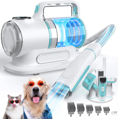 Dog Grooming Kit Vacuum, 6 in 1 Pet Grooming Vacuum, 11000PA Dog Clippers for Grooming, Dog Vacuum for Shedding Grooming, Suction 99% Dog Hair, Low Noise Pet Vacuum Grooming Kit for Dog Cat